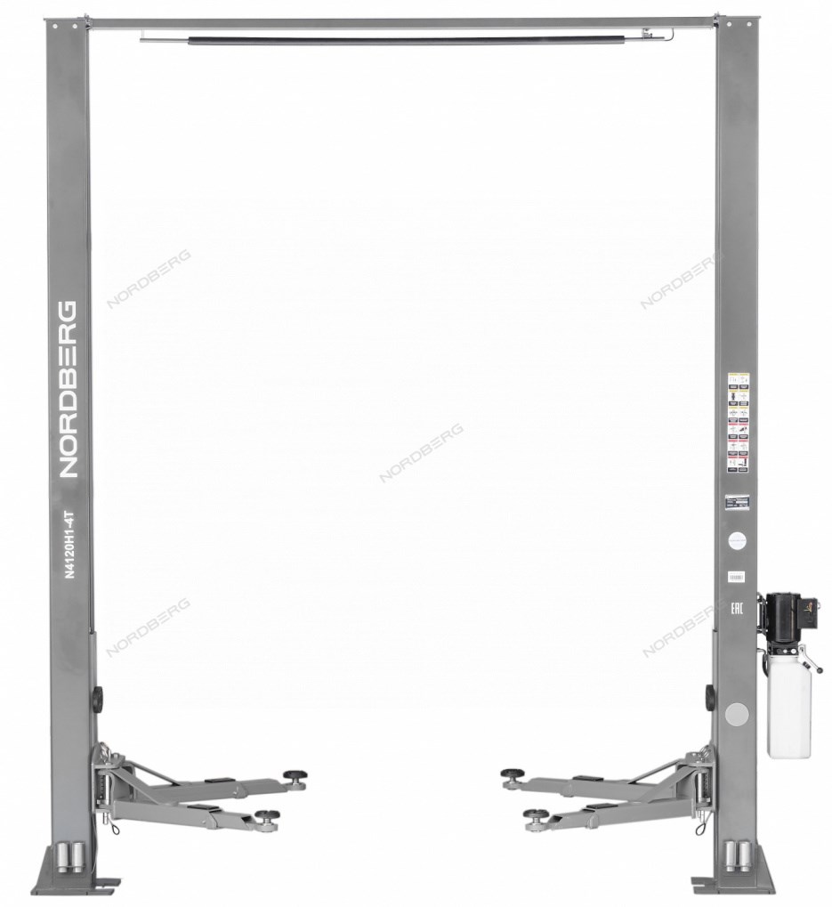 Двухстоечный подъемник NORDBERG N4120H1-4G с верхней синхронизацией, г/п 4 т, 380 В, высота 4 м (Серый)